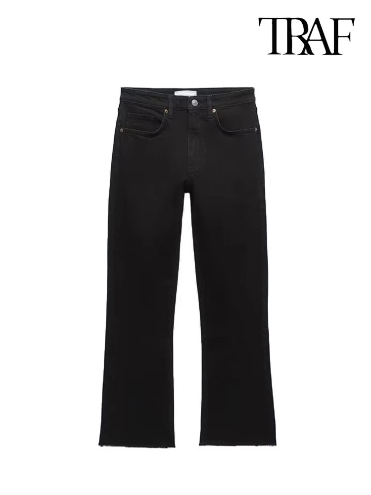 TRAF Damskie jeansy Vintage Fashion Washed Street Casual Wide Leg Jeans Embossed Loose Damskie spodnie Peplum Pants Straight Leg Loose Denim
