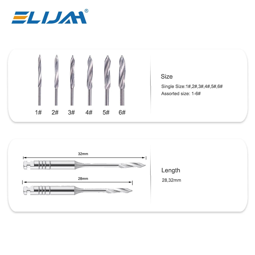 ELIJAH 6Pcs/Box Dental Peeso Reamers 28mm/32mm Engine Use Endodontic Reamers Drill Burs Peeso Reamers Largo Drills Endo Files