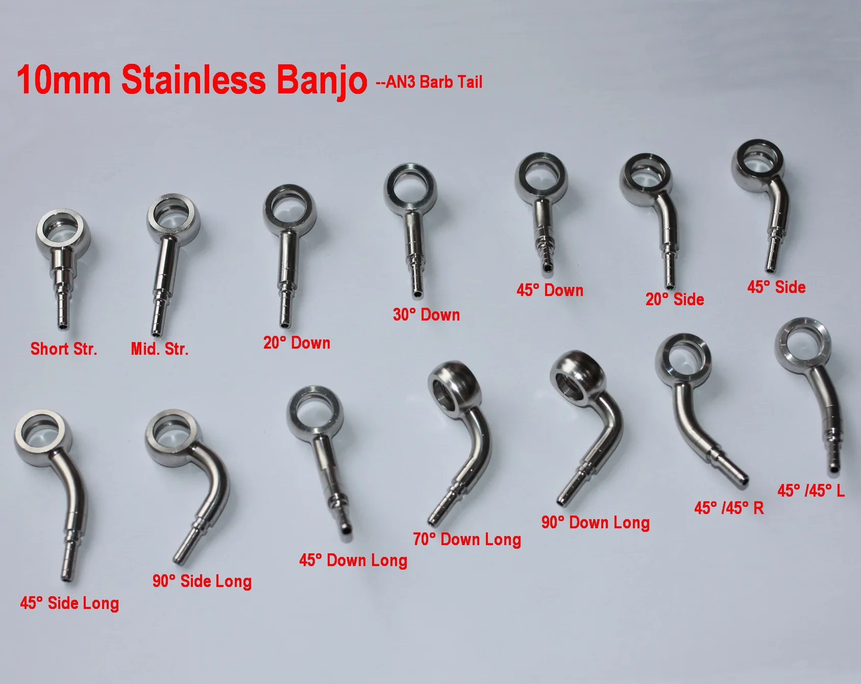 

10mm Stainless Banjo Fittings Multi-angle for Motorcycle Motor Bike Racing Car Hydraulic AN3 Braided Brake Clutch Oil Hose Line