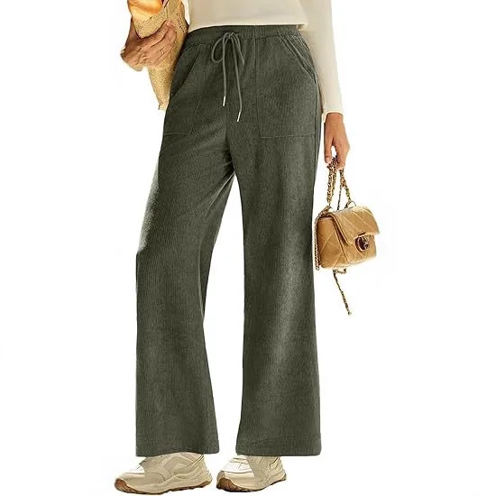 

Брюки Pantalones, повседневные брюки, осенне-зимние однотонные брюки на шнурке с карманами для офиса, свободные широкие брюки