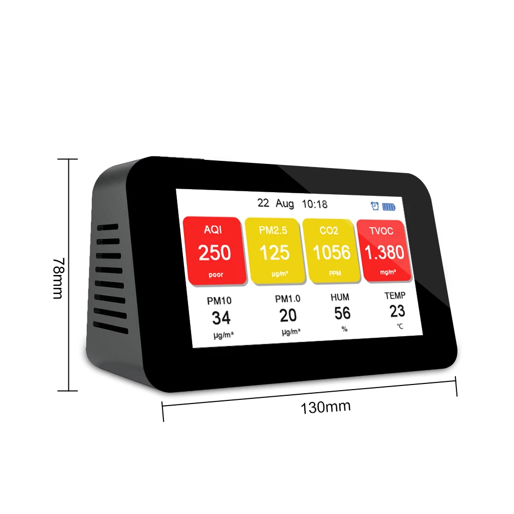 USB Rechargeable PM2.5 Sensor Analyzer CO2 Monitor and TVOC Gas Detector Air Quality Monitor 2000mah
