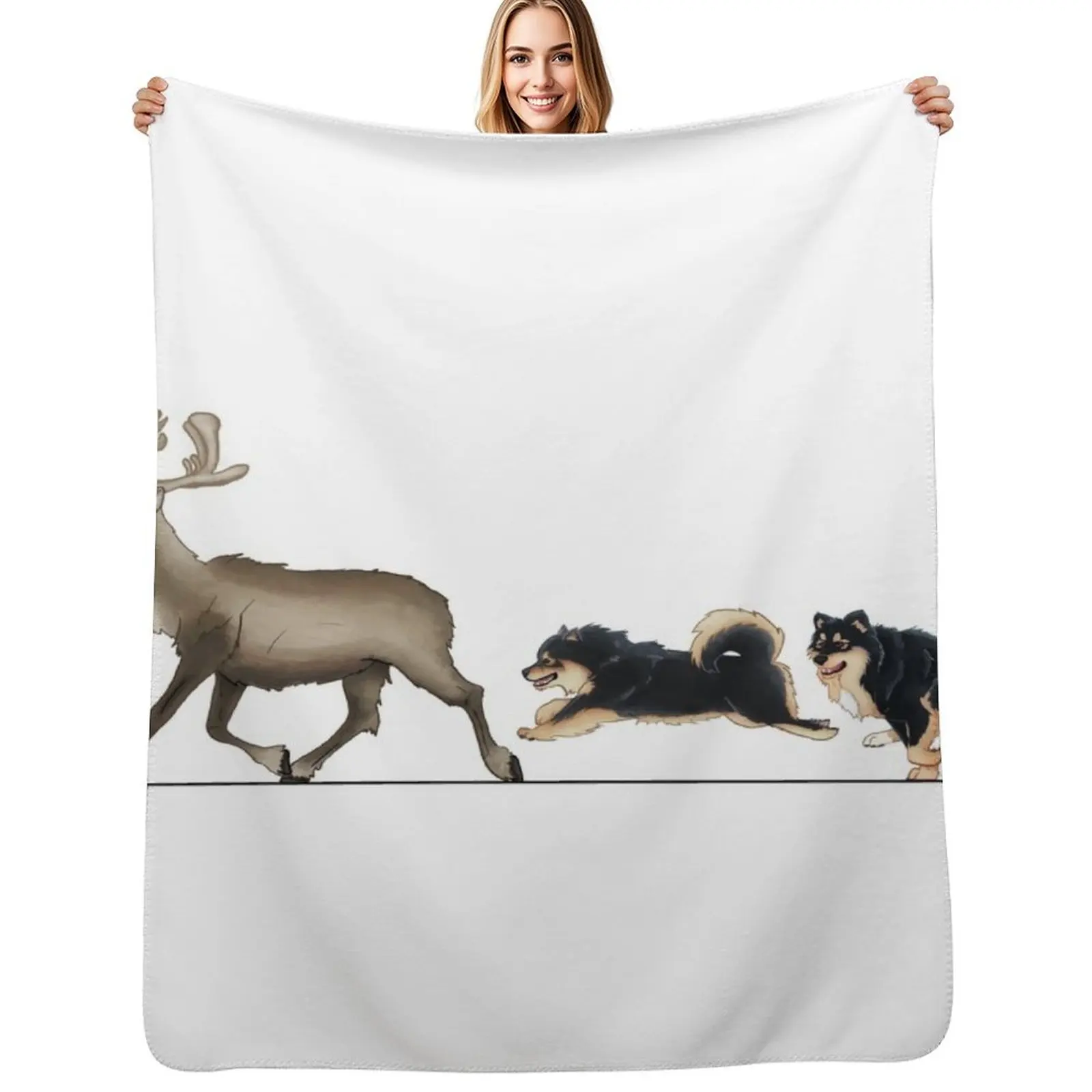 

Finnish Lapphund Reindeer Herders by Mel Curtis Throw Blanket Air Conditioner Soft Blanket for Office Home