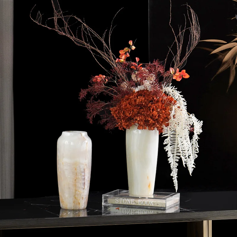 New Chinese natural jade flower ornaments furniture exhibition hall Bogu frame vase soft display matching