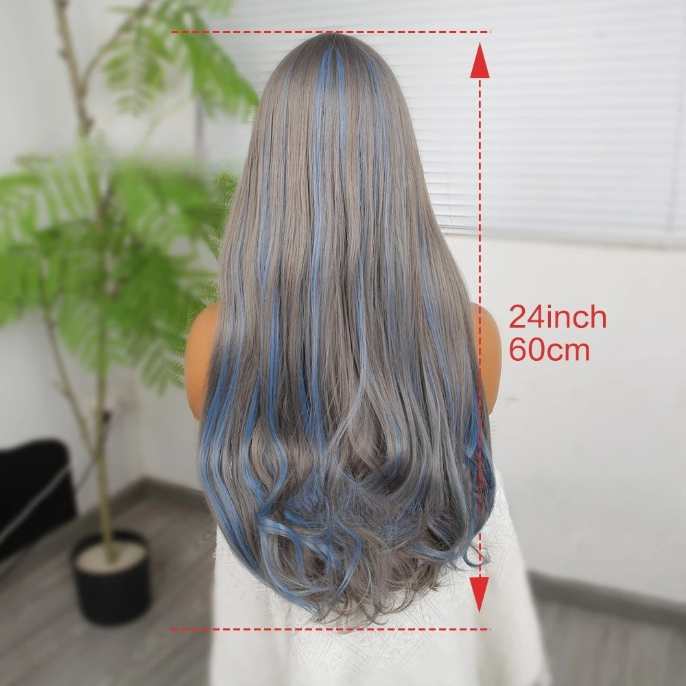 Peluca, pelo largo y rizado, ondas grandes naturales, ondas de agua, microencillos, fibra química, seda de alta temperatura, reflejos femeninos, Q