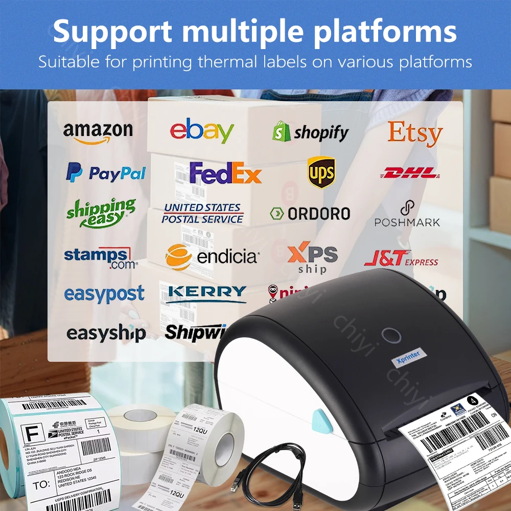 Xprinter 422BT Stampante per etichette di spedizione Stampante termica per etichette wireless per stampante termica per adesivi aziendali Etichettatrice da 20-115 mm
