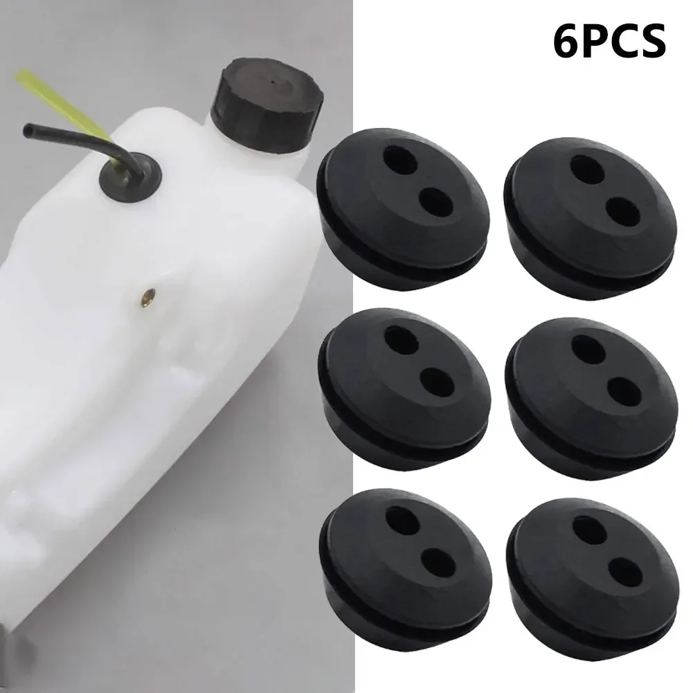 6 PCS 2 Hole Fuel Gas Tank Grommet Seal Ring Garden Trimmer Lawn Mower Chainsaw Parts Rubber Fuel Gas Tank Grommet Garden Tools