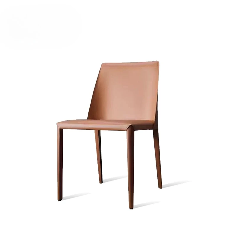 Saddle Chair Hard Leather Light Luxury Restaurant Hotel Reception Chair Armless Backrest Dining Chair Modern