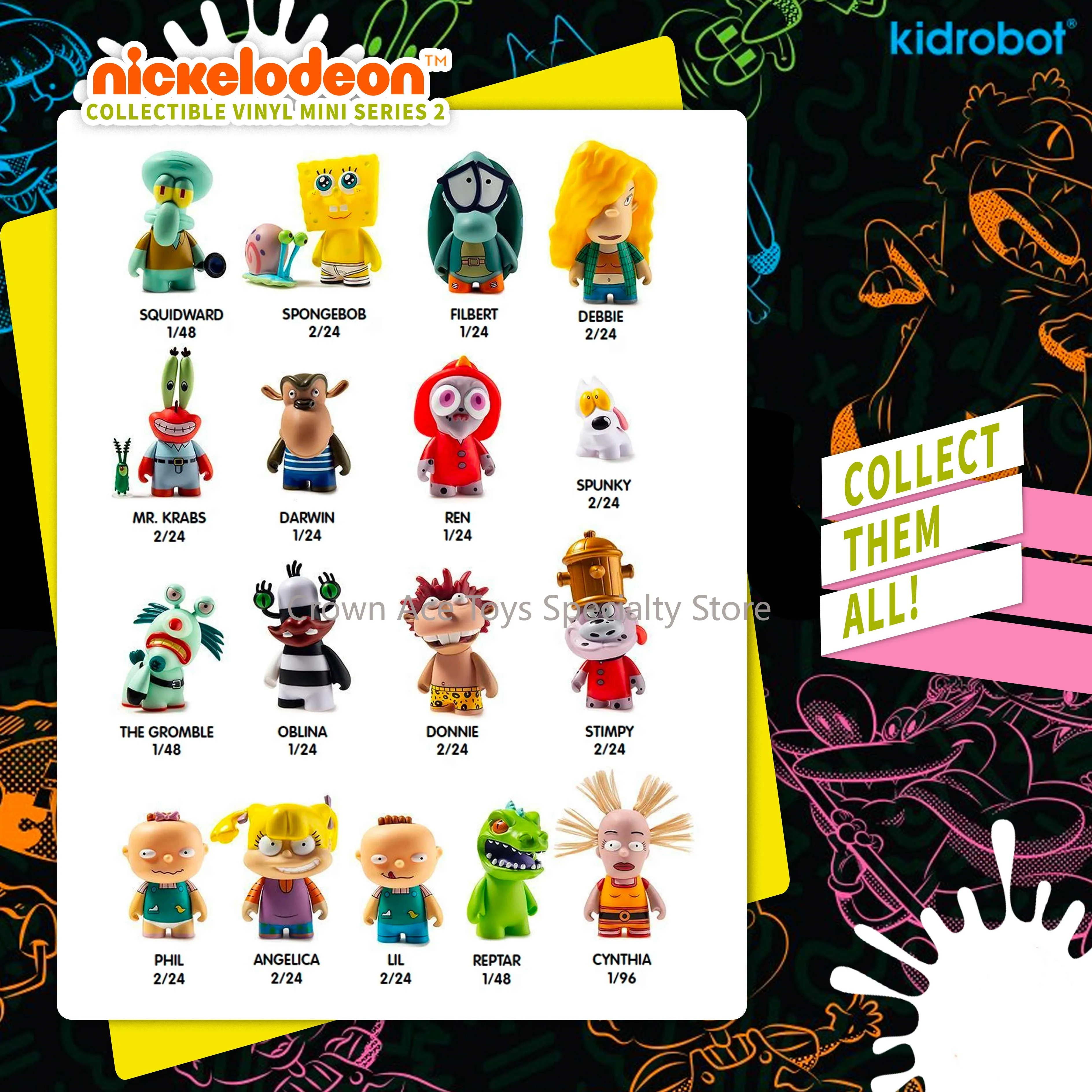 

Детская игрушка в наличии Kidrobot Nickelodeon The 1920-х годов в стиле Сквидвард, Губка Боб, филберт, MR. KRABS, украшения для детей 3 '', модные коллекционные игрушки