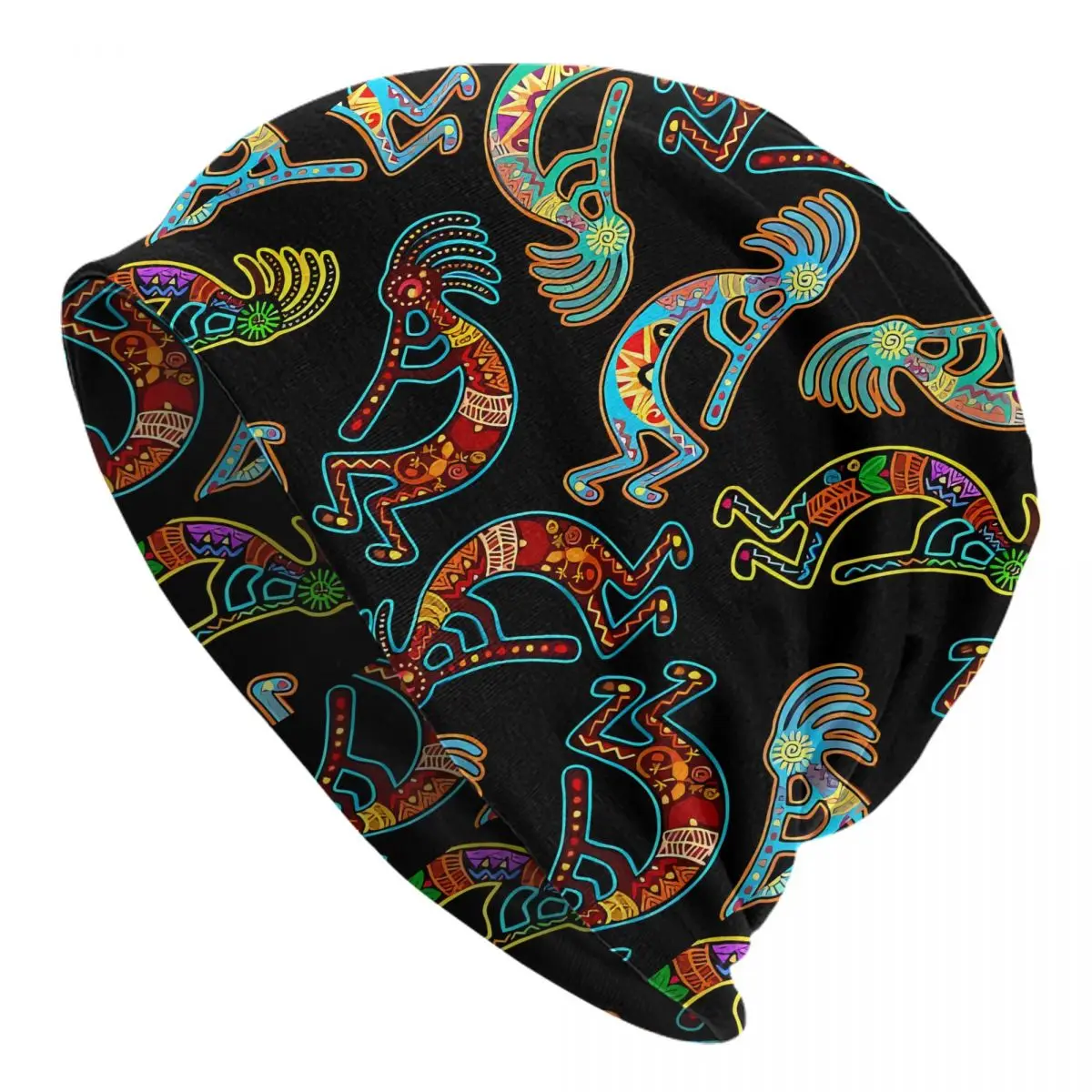 

Dark Bonnet Fashion Thin Skullies Beanies Kokopelli Tribal Caps For Men Novelty Hats