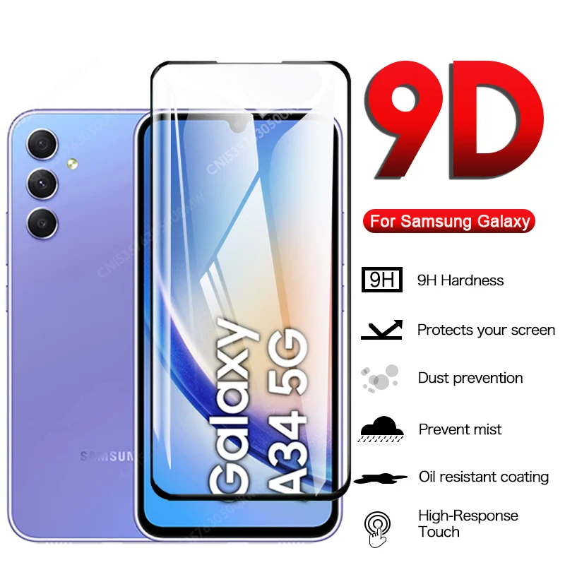 HD Tempered Glass For Samsung Galaxy A54 A14 A34 A53 A33 A13 A52 S20FE 5G Full Cover Screen Protector A73 A52S A51 A72 A23 Film