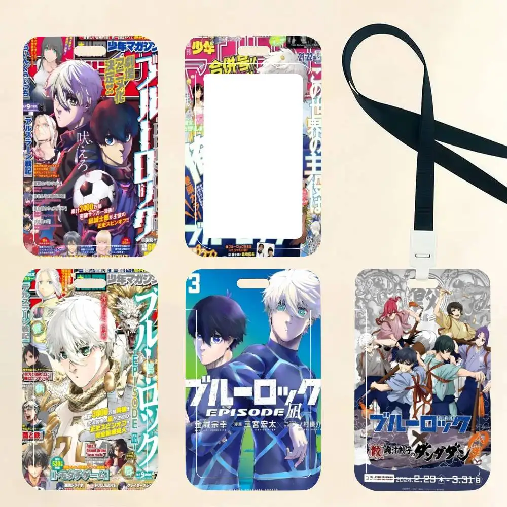 Anime B-BLUE LOCK ID Card Holder Neck Strap Pendant Door Badge Holder Lanyards Keychain Work Credential Case Gift
