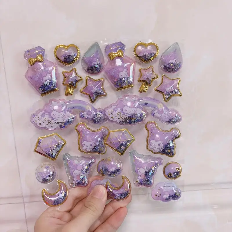 

Kawaii Kuromi Drifting Sand Shake наклейки креативный мультяшный кристалл 3D наклейка чехол для телефона украшение студенческая награда праздничный подарок