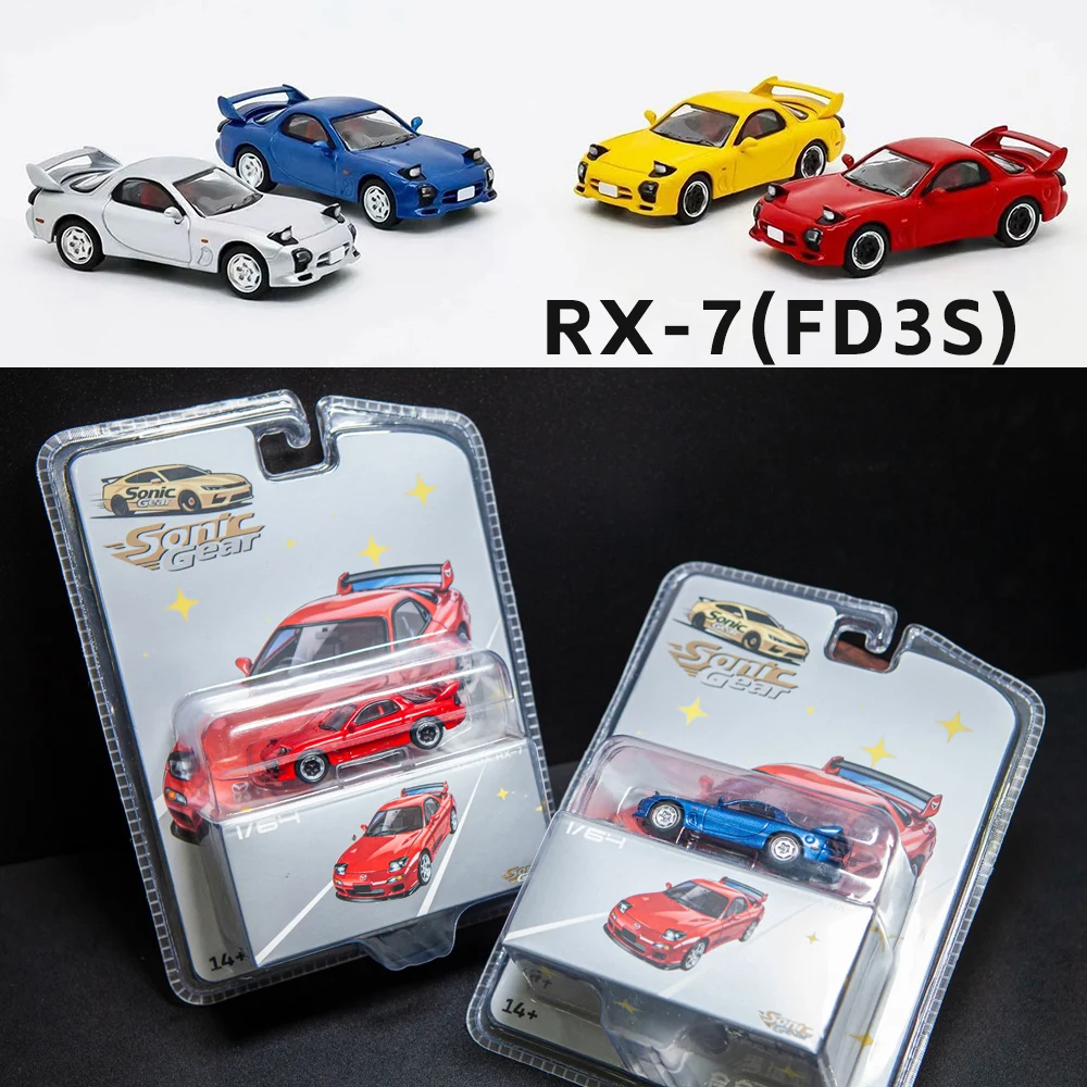 

Presale Sonic Gear 1/64 RX-7 FD3S Alloy Car Model Diecast Metal Miniature Toy Blister Packaging for Collection Gift