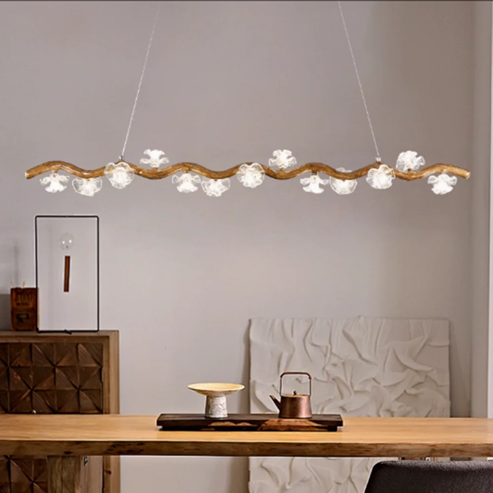 

American-style bough-like plum blossom chandelier, Zen B&B tea room, silent wind bar, new Chinese Nordic designer restaurant