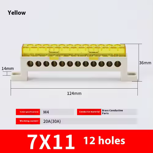 Zero wire terminal 3/4/5/6/7/10-Hole Distribution Box Terminal Block dustproof Ground Copper Bar Bridge type Busbar With cover - Image 16