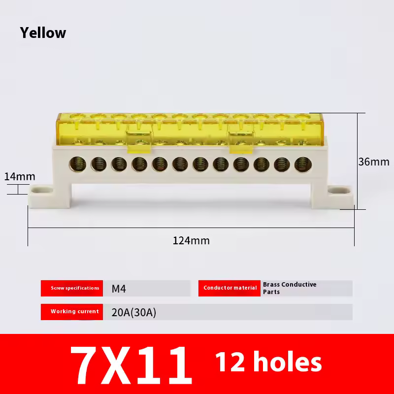 Zero wire terminal 3/4/5/6/7/10-Hole Distribution Box Terminal Block dustproof Ground Copper Bar Bridge type Busbar With cover - Image 16