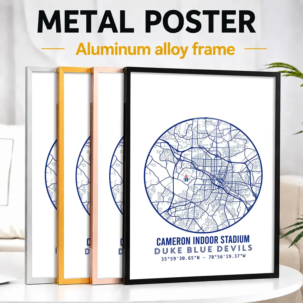 Cameron Indoor Stadium Circular Framed Metal Print Personalized Cartographic Wall Art For Sports Lounge And Team Locker Room
