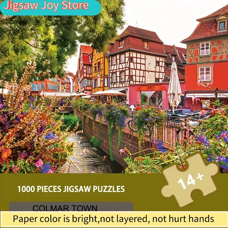 

Пазл Komma Town 1000 элементов, 68x49 см, Европейская деревня, настенный декор для взрослых, винтажная архитектура, подарок, матовая бумага, декор