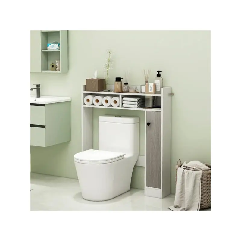 رف تخزين خزانة الحمام الأبيض لتنظيم أساسيات الحمام