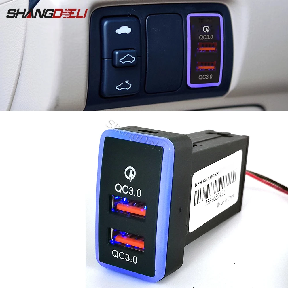 

Синий светодиодный автомобильный двойной USB QC3.0, разъем для зарядного устройства, адаптер для зарядки телефона для Honda Civic Odyssey CRV 2007-2013 аксессуары