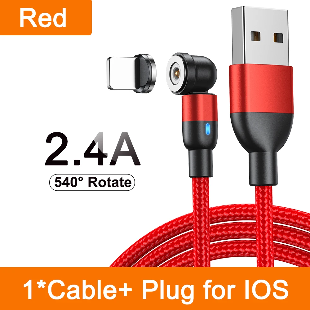 AUFU 540 Draaien Magnetische Type C Kabel 3 in 1 Snelle Oplaadkabel Voor iPhone Xiaomi Samsung Huawei Micro USB magneet Charge Wire