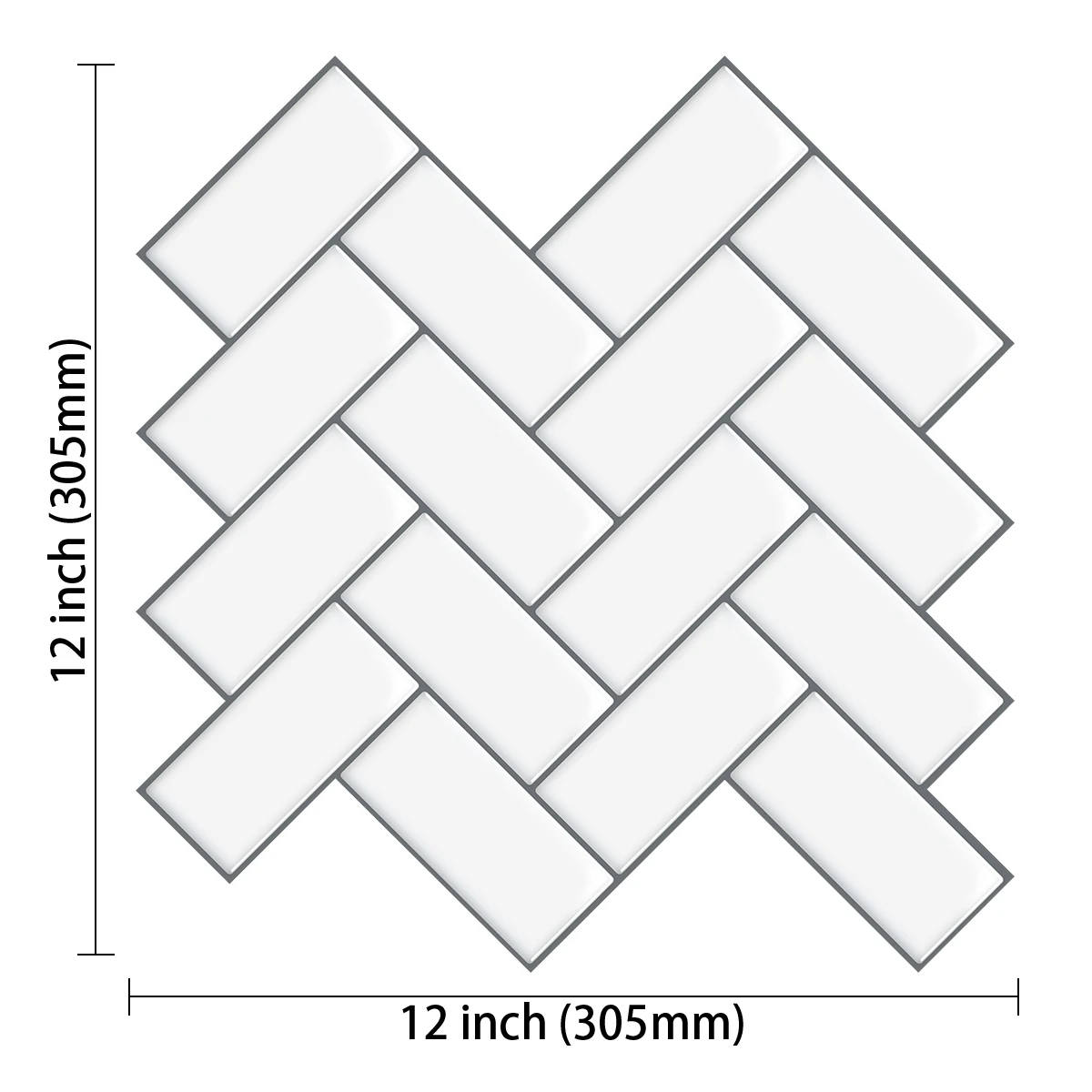 5/10Sheet Stick on Self-Adhesive Tile White Peel and Stick Tiles for Kitchen and Bathroom Herringbone Peel and Stick Back Splash