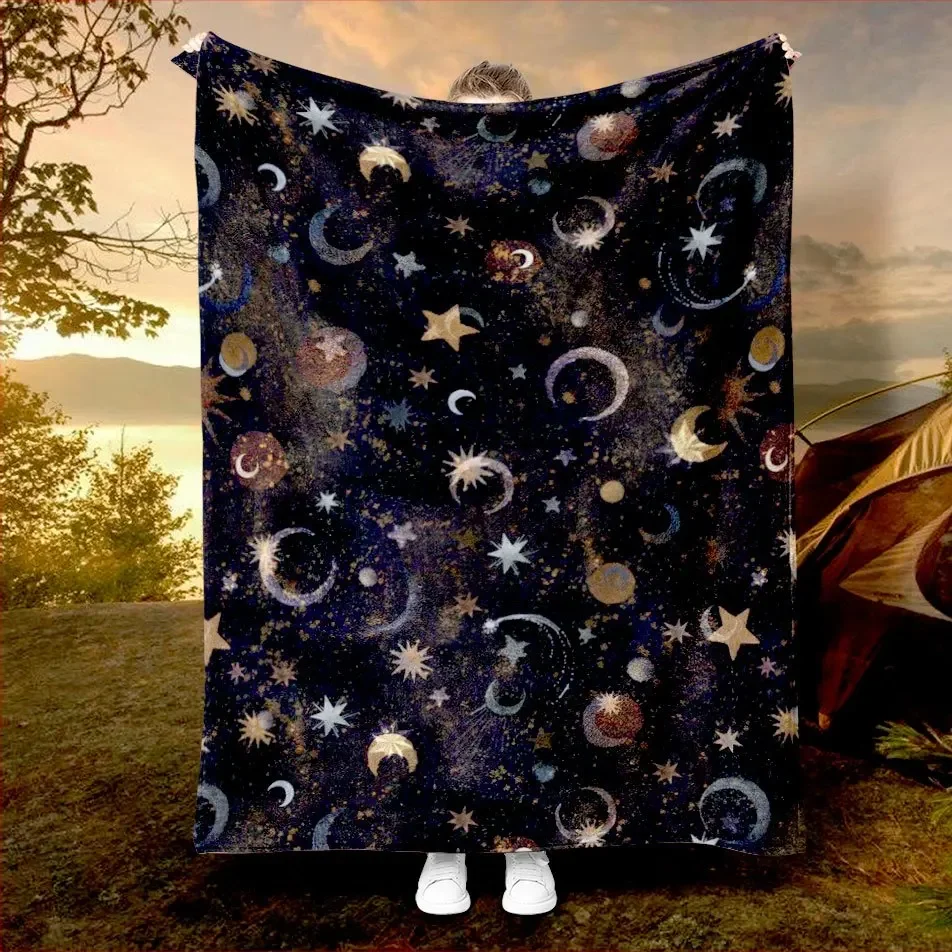 Celestial Night Sky Blanket Reversible Flannel Throw for Stargazers AllSeason Comfort Cosmic Dreams Gift