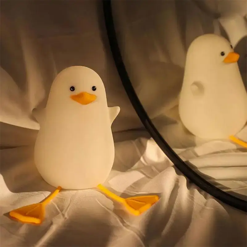 portable creative led cartoon bedside lamp para criancas silicone night light abajur cute duck gift home bedroom bedside table 01