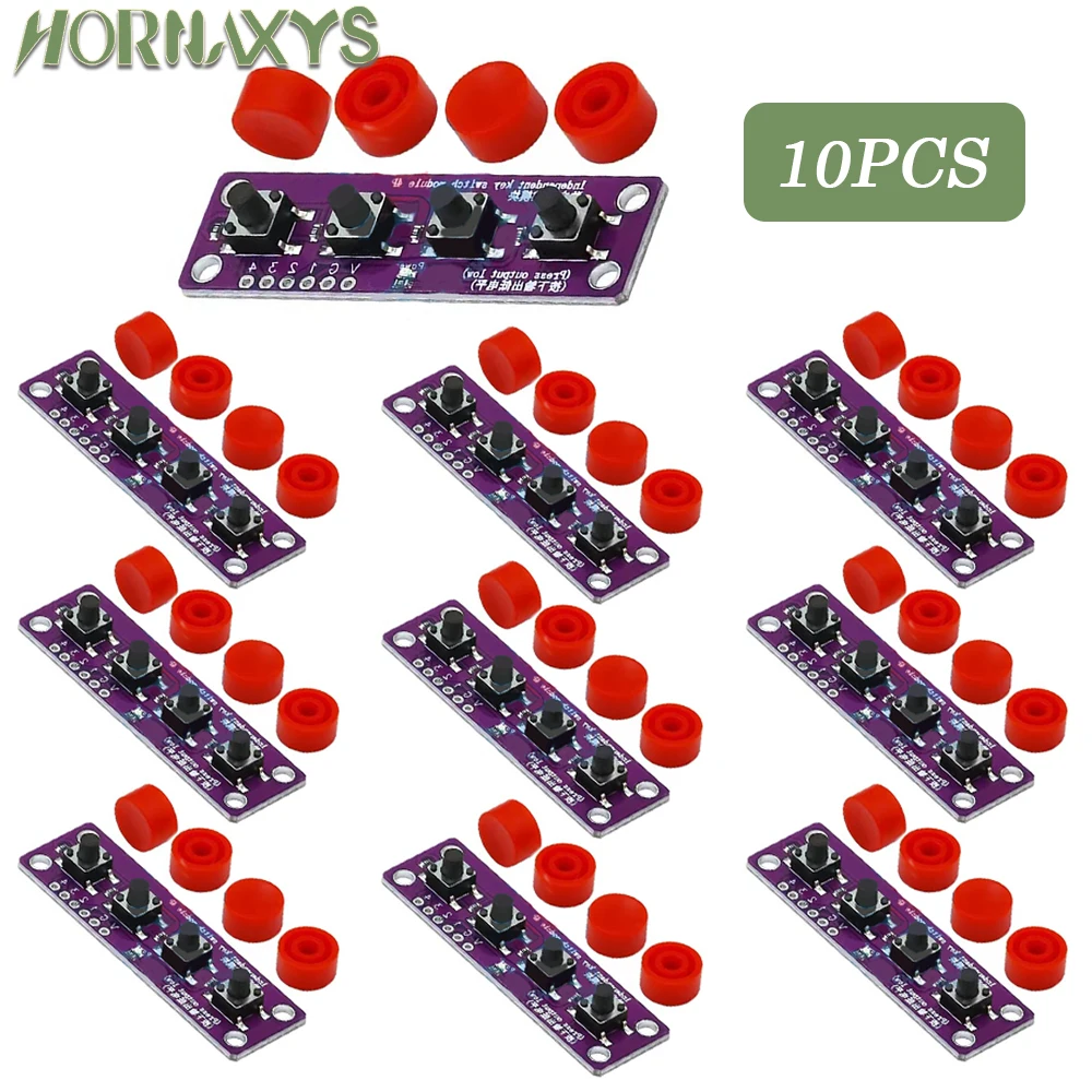 1-10 szt. Dotykowy moduł przełącznika z czterema przyciskami kompatybilny z czujnikiem płytki rozwojowej Arduino Raspberry PI 51 zestaw MCU