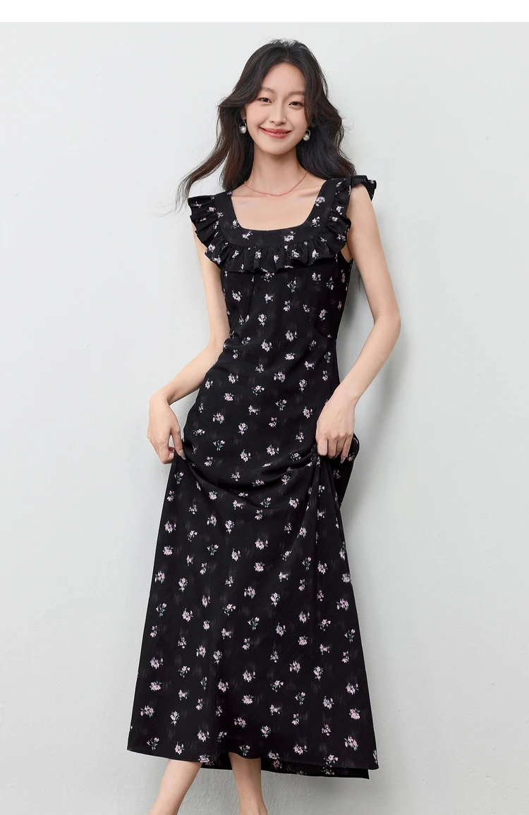 SENTUBILA Damen Sommerkleid mit Blumenmuster 2026 Elegantes bedrucktes, ärmelloses, tailliertes langes Kleid mit Schnürung, zwei Tragevarianten 152LO3118 – Detail 20