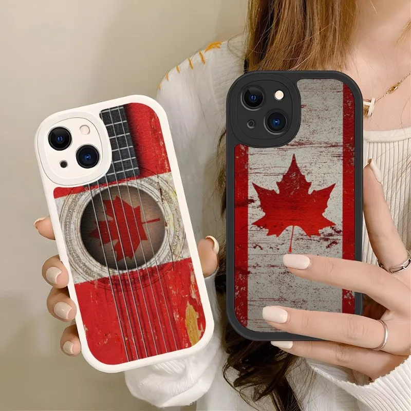 Canadian Flag Phone Case Silicone Soft For IPhone 14 11 13 12 Pro Max Mini Xs X Xr 7 8 Plus SE2020 Leather Texture Cover