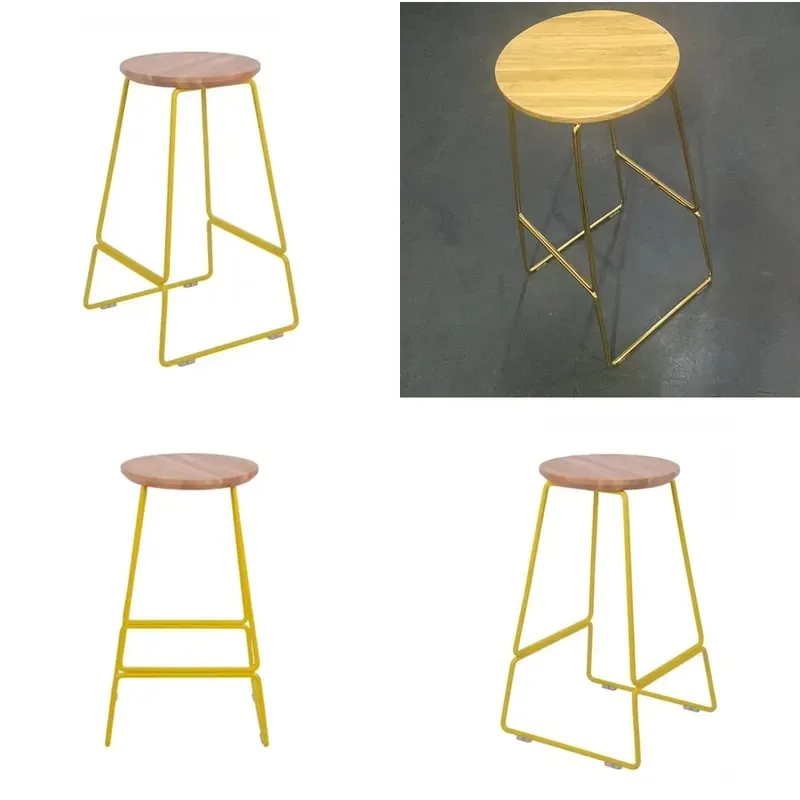 Wooden Strip Chair Stool with Wire Frame Modern Minimalist Dining Chair Home Furniture Seat