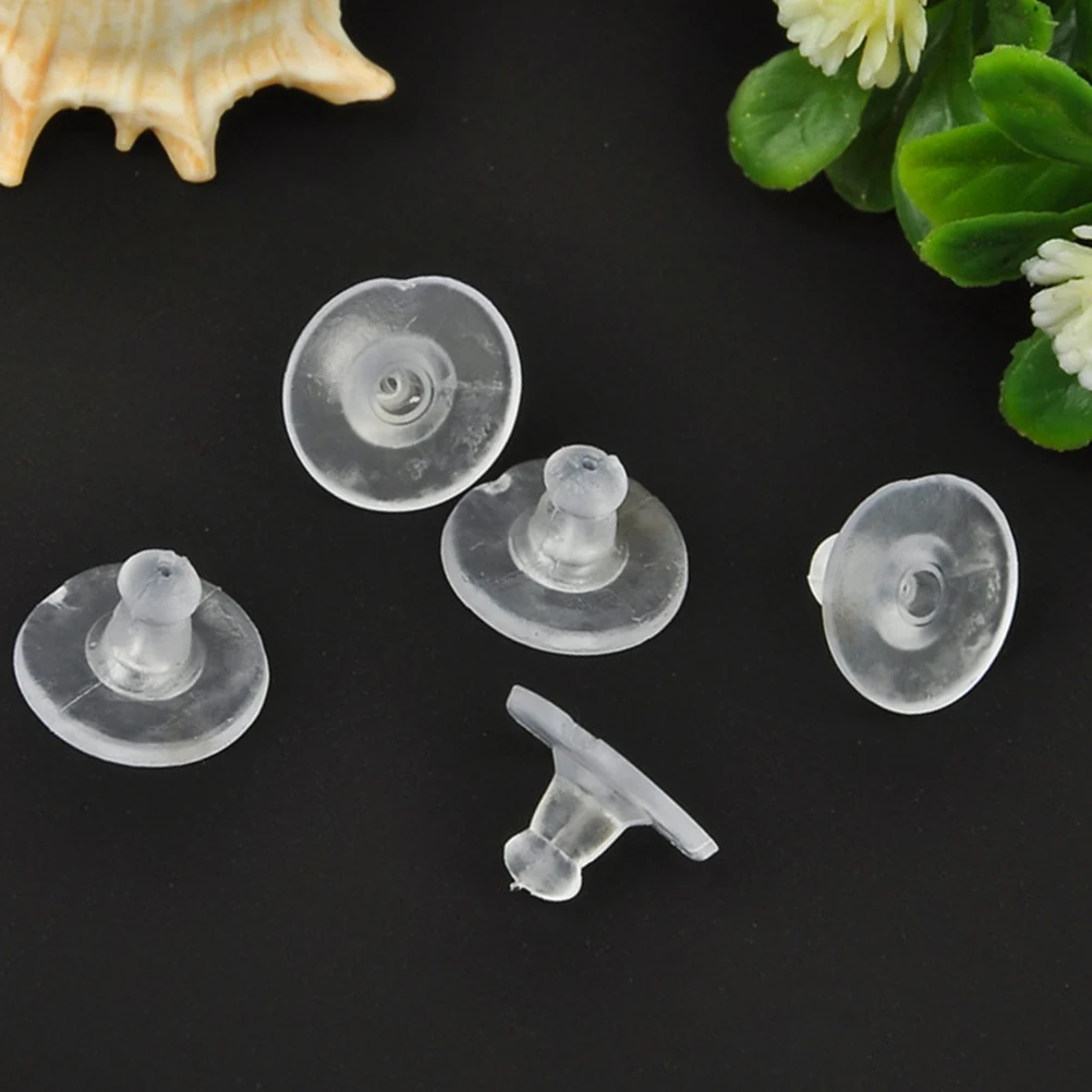 

100pcs Silicone Safety Backs Transparent Stretchy Secure Comfortable Earring Stoppers Replacement Anti-Slip Flexible Tear