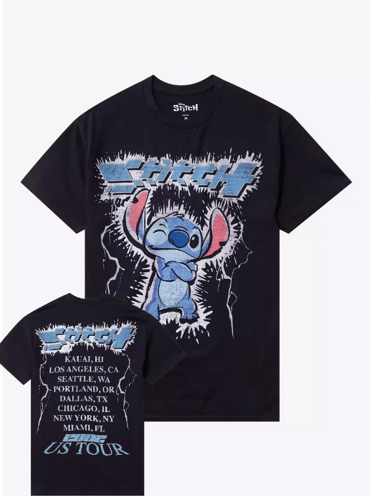 

Disney 2026 Fashion Disney Stitch US Tour Graphic Trend High Quality Women's T-Shirt Loose Fashion Plus Size Short Sleeve