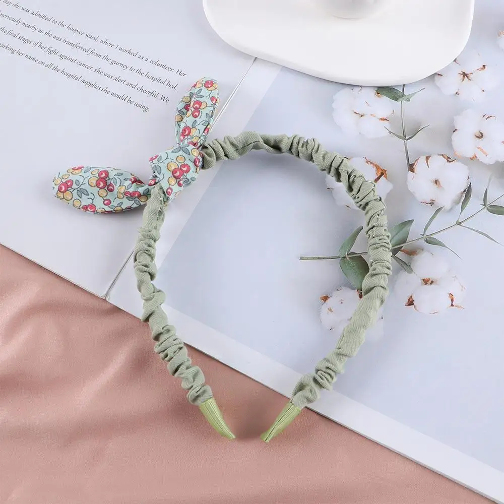 

Retro Kids Girls Rabbit Ears Hair Hoops Flowers Printed Hairband Hair Accessories Bowknot Headband