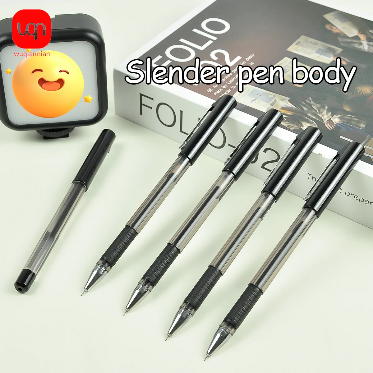 

WQN 4/8/12pcs Simple Full Needle Tube Black Gel Pen 0.38mm Tip Black Ink Student Signature Pen for School and Office Supplies