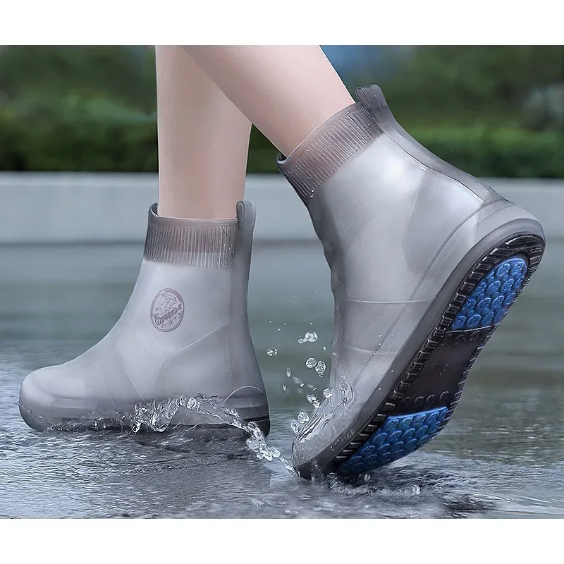 

rain shoe cover reusable Silicone Tall tube intensification anti-slip Children's outdoor rain shoes impermeable