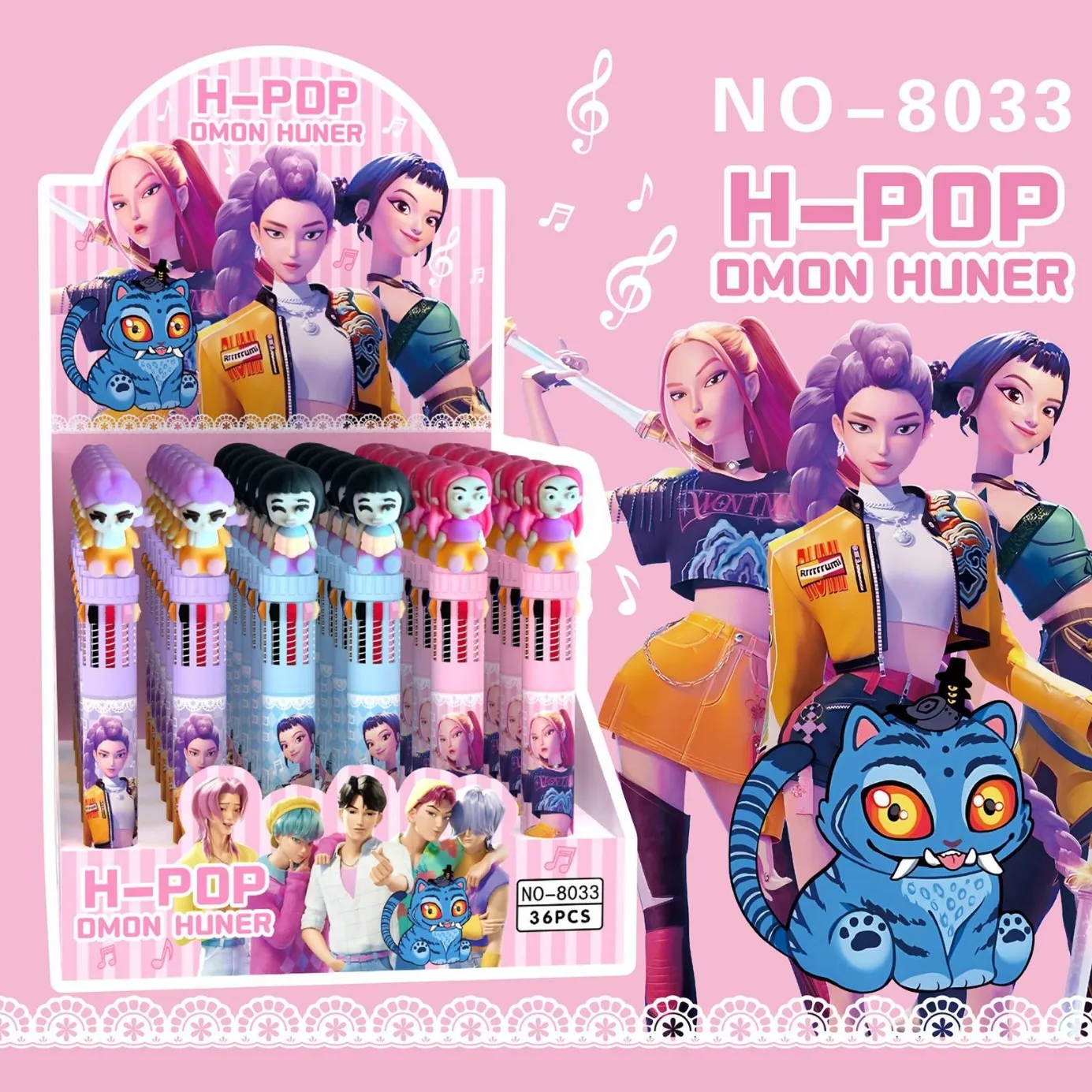 

6pcs Cartoon K Pop Demon Neutral Pen 10 Color Quick Dry Press Pen Student Learning Stationery Writing Supplies Gift