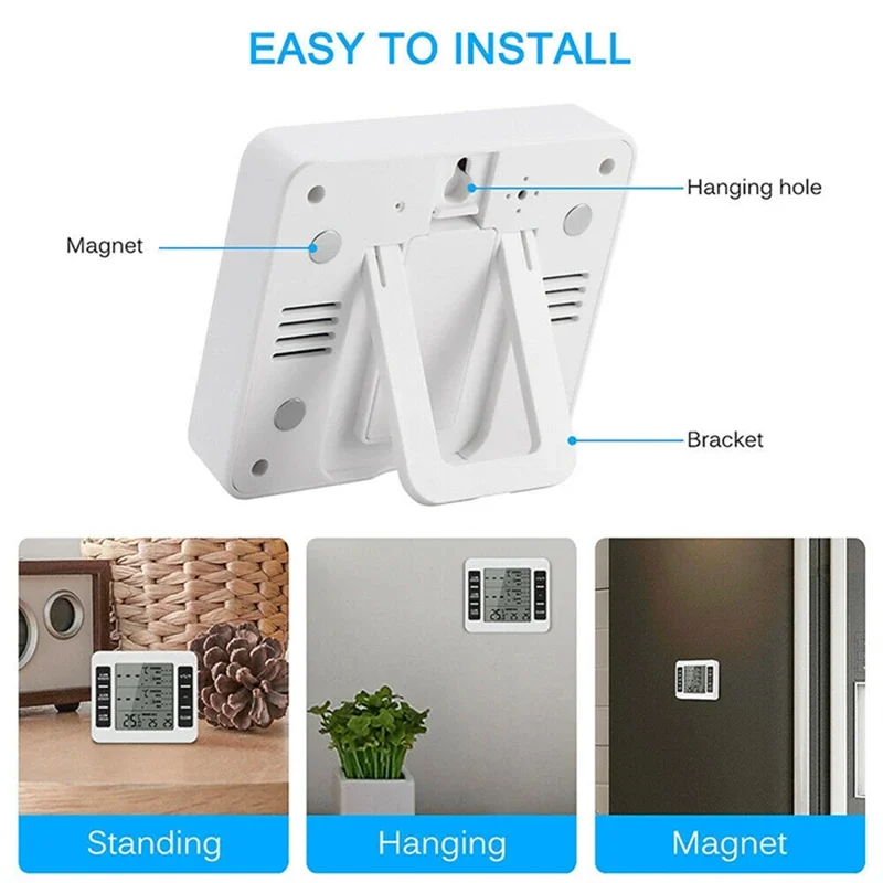 A23F-1Set Termometer Freezer Nirkabel 2 Sensor Jarak Jauh Alarm Jam Termometer Kulkas Suhu Rendah