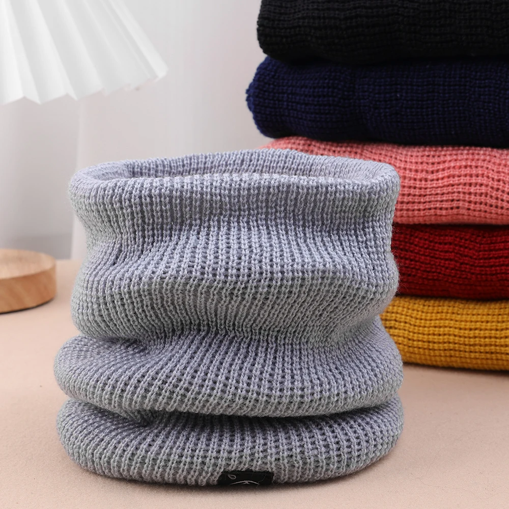 2023 Winter Women Knitted Scarf Solid Cashmer-like Winter Snood Scarves Lady Warm Wool Fur Thick Unisex Men Neck Scarfs Ring