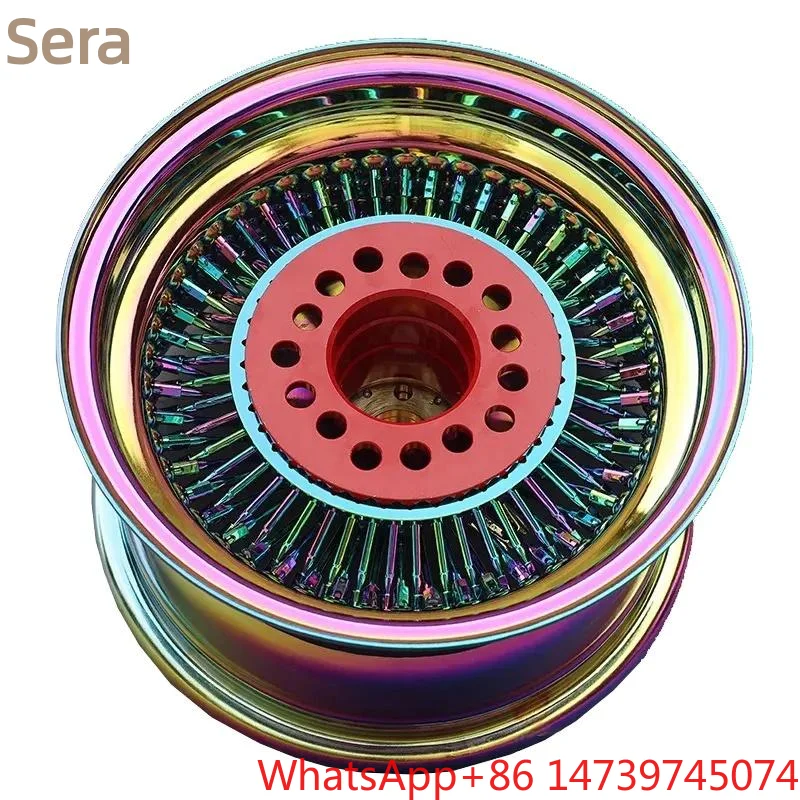 13‑22 Inch Multi‑Color Knock‑Off Steel Wire Spoke Wheels 100‑150mm PCD Classic Retro Car Replacement Rims