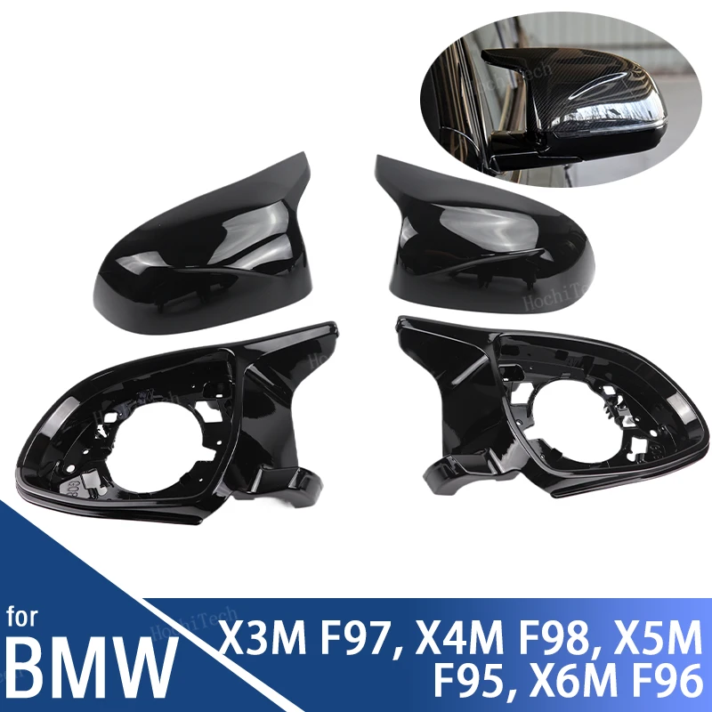 

4pcs Carbon Fiber Look Black Rearview Side Mirror cover Caps for BMW X3M F97 X4M F98 2019-2024 X5M F95 X6M F96 2020-2024