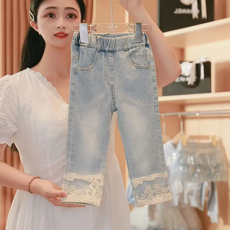 New Baby Girls Fall Boutique Fashion 3 Pieces Sets Knitting Vest+ Blouse + Jean Pants Princess Sweet Suits 2-8T