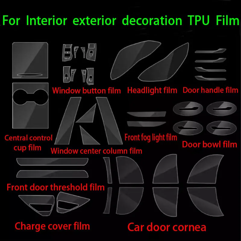 

For Model y 3 Center Control Headlight Door Handle Central Column Tpu Protective Film Interior Exterior Trim Laminating Film