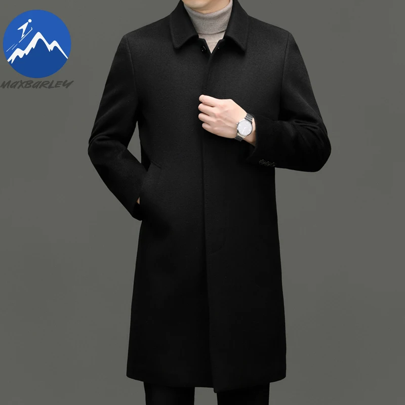 

Maxbarley Winter Long Wool Coat Men 2025 Luxury Elegant Thick Fleece-lined Trench Coat High Quality Fashion Wool Blends Overcoat