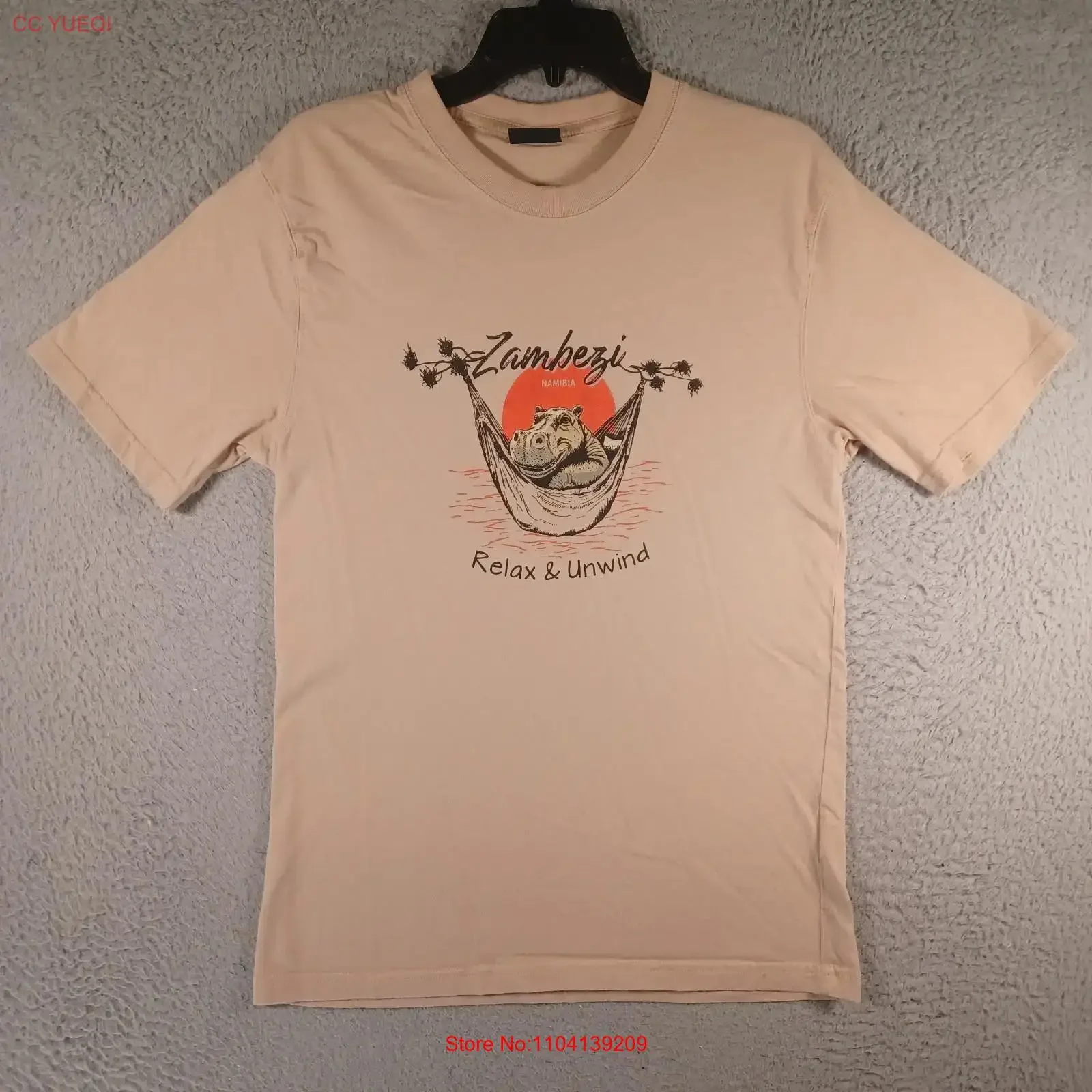 Namibia Zambezi Mens Brown T Shirt Size Medium Barron Travel Holiday Vacation long or short sleeves vintage Washed Versatile