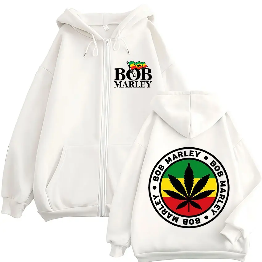 مغني الراب بوب مارلي تور 2025 طباعة قلنسوة بسحاب الرجال النساء طويلة الأكمام موضة المتضخم البلوز الهيب هوب الملابس معاطف هودي #2