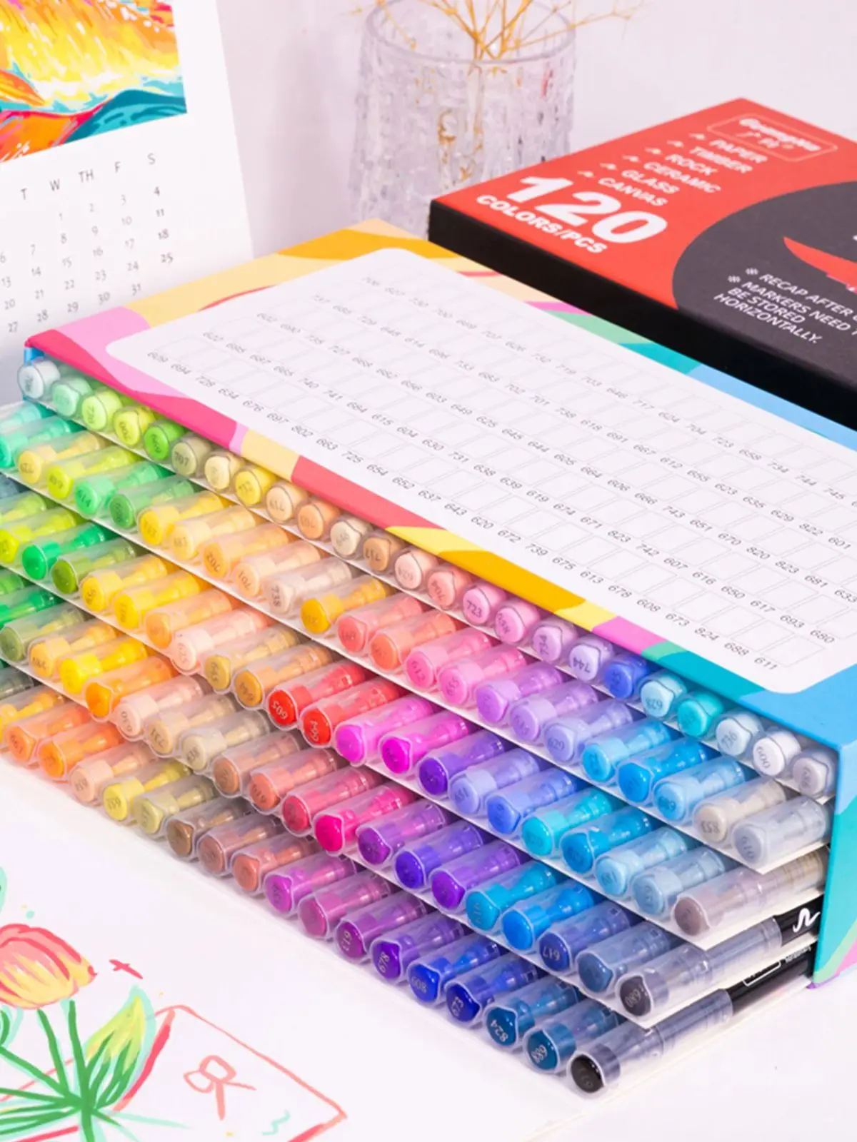 168/120/72/60/48/36/24/12 pièces ensemble de marqueurs d'artiste à double pointe ensemble de marqueurs acryliques idéal pour l'école, la décoration de bureau et les cadeaux artistiques