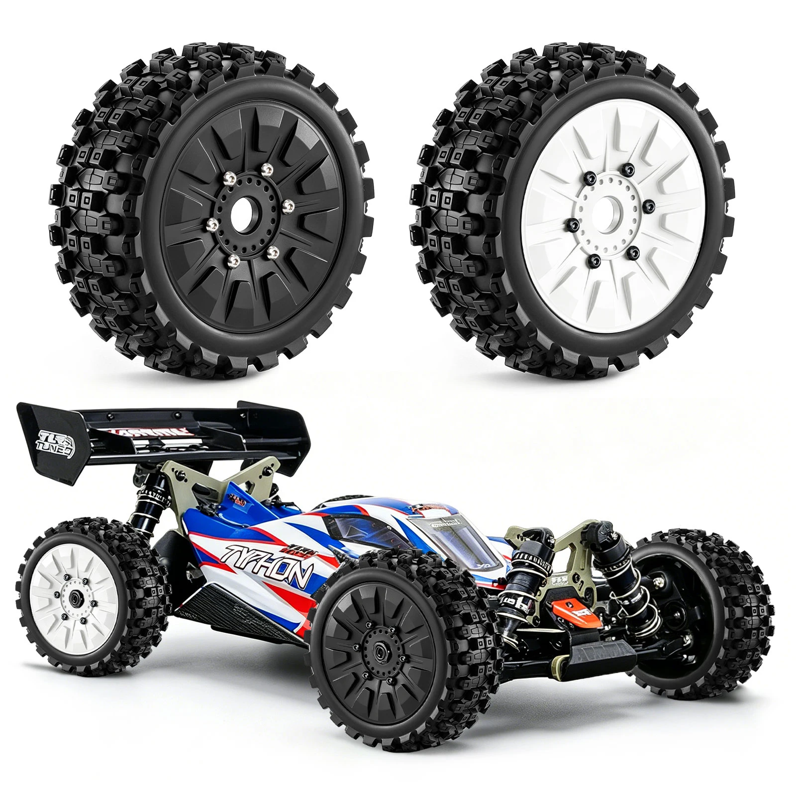 

4pcs 118*42mm RC Off-Road Buggy Wheels Tire for 1/8 ARRMA Typhon 3S/6S BLX Traxxas Jato Kyosho HPI HSP RC Car Upgrade Parts