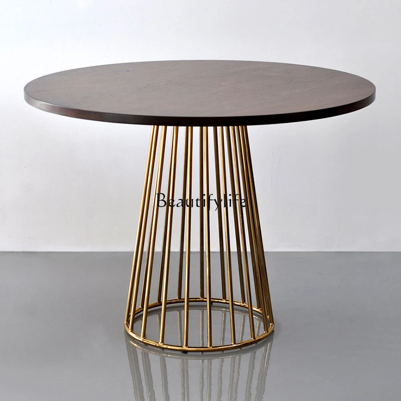 Modern Minimalist Solid Wood Dining Table Cafe Designer round Negotiation Nordic Leisure Table